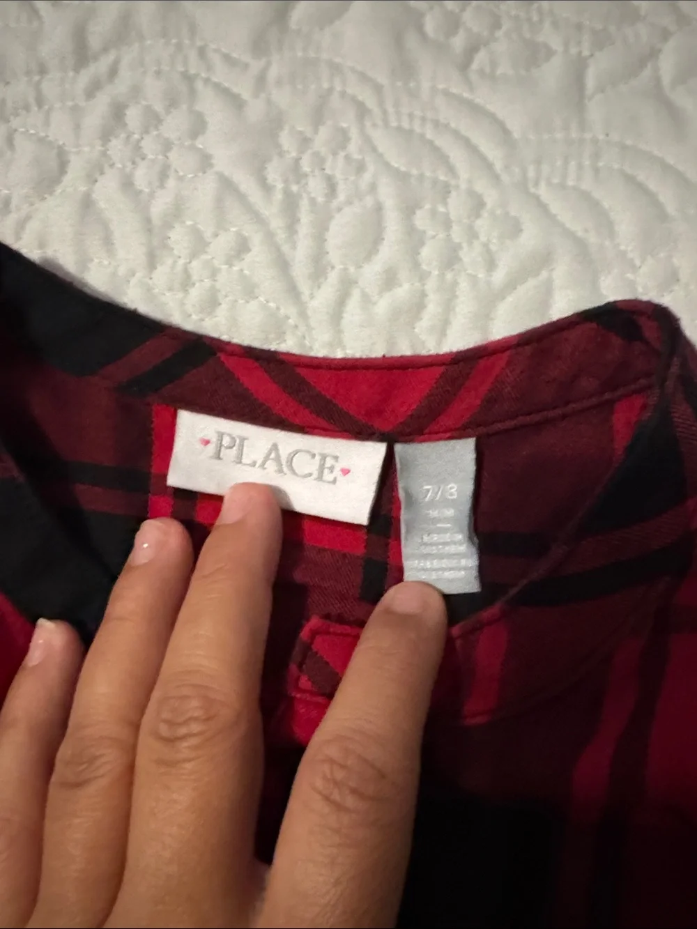 The Children's Place Red and Black Plaid Button-Up Dress with Tie Waist